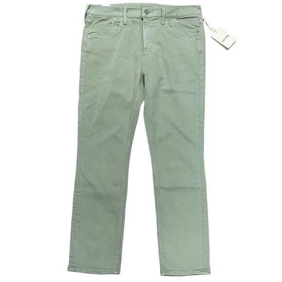 MOTHER Jeans Sz 32 STASH MID RISE DAZZLER Straight ANKLE In oil green New NWOT - Picture 2 of 7